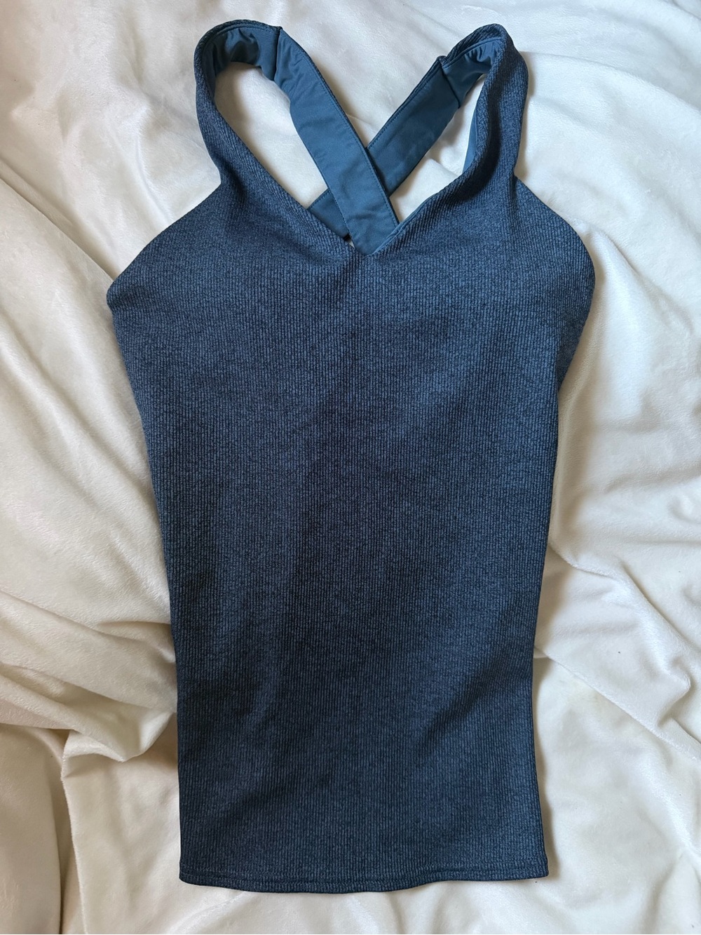 ALO Yoga blue  Ribbed Cross-Back Tank